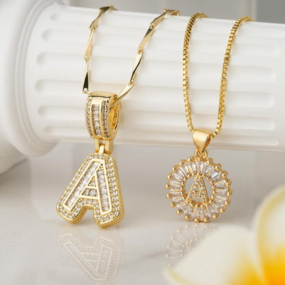 AISHA - Elegant 2-Pack Initial Pendant Necklaces