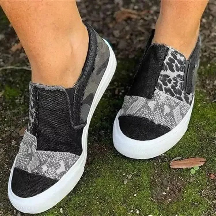 Layla – Baskets tendance à enfiler avec imprimé léopard et design élégant