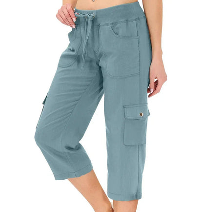 Mileni - Comodi Pantaloni Capri a Vita Alta Con Pratiche Tasche
