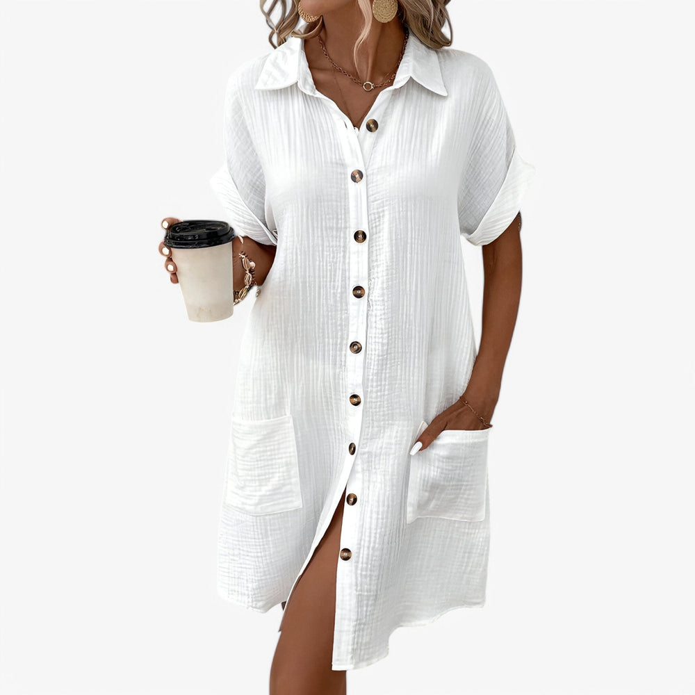 Robe femme boutonnée devant longueur genou