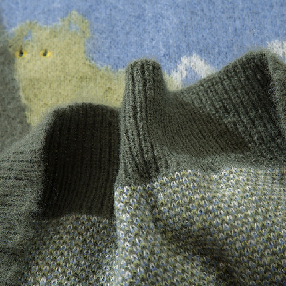 Round Neck Contrast Color Knitwear Sweater