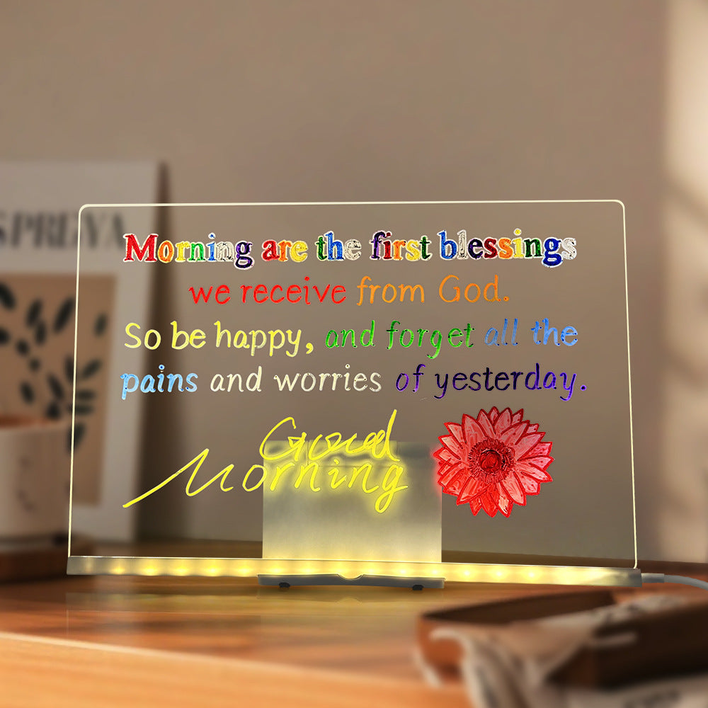 LED Acrylic Message Board – Herbruikbaar Lichtgevend Schrijfbord met Nachtlampfunctie