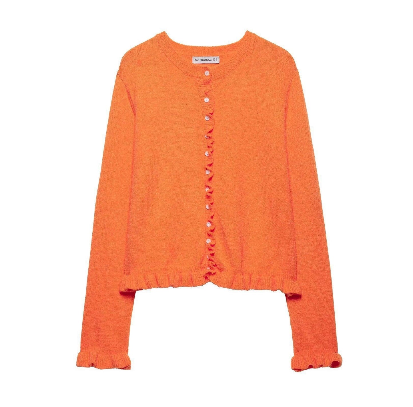 Ruffled women's cardigan with buttons, chic layered top