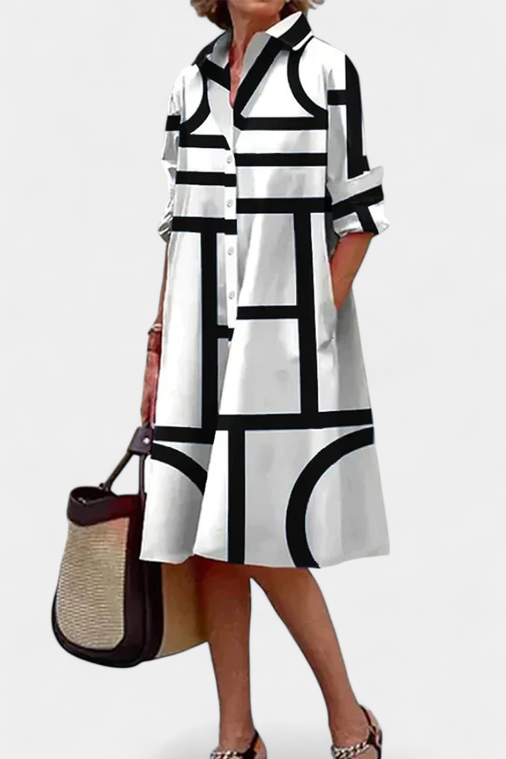 Vestido de Algodón Larissa con Estampado Geométrico