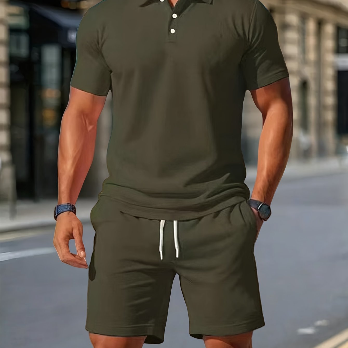 Declan | Textured Polo Shirt and Shorts Set