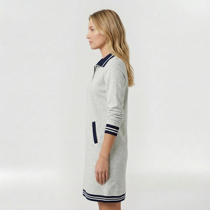 Abito Corto Casual da Donna con Zip e Colletto – Vestito Sportivo Elegante