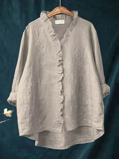 Lily | Bluza od pamuka i lana s volanima