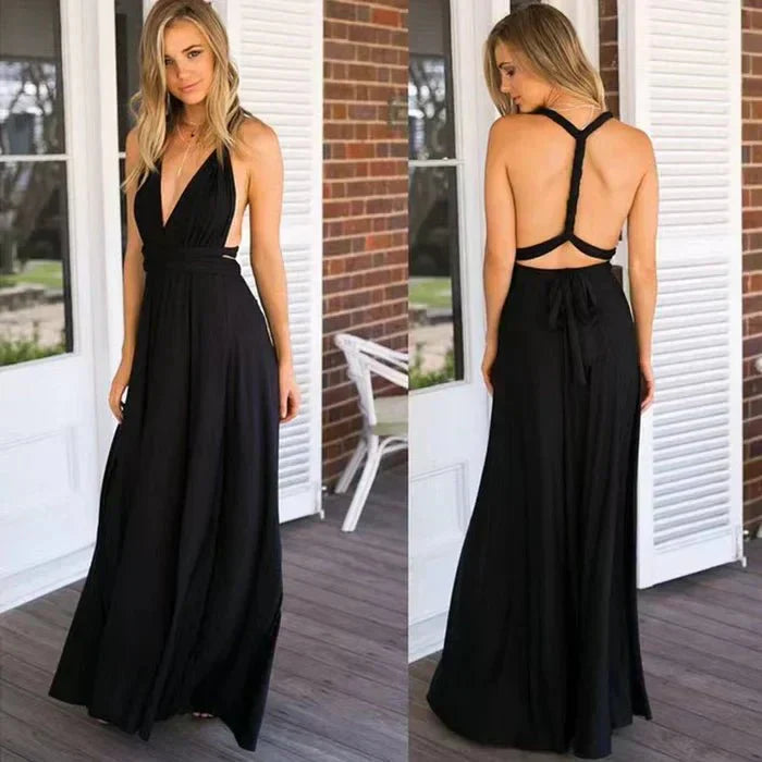 Celina | Sleeveless Convertible Maxi Dress with Multiway Wrap Styling | Elegant Floor-Length Bridesmaid & Wedding Guest Dress | Wedding Dresses