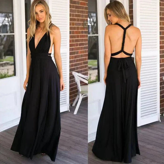 Celina | Sleeveless Convertible Maxi Dress with Multiway Wrap Styling | Elegant Floor-Length Bridesmaid & Wedding Guest Dress | Wedding Dresses