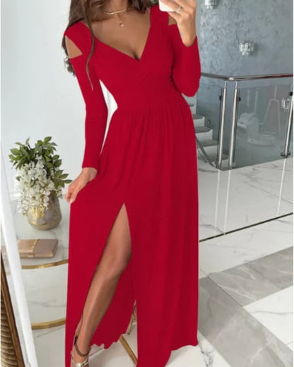 Abendkleid Damen festlich | Maxi lang mit Schlitz