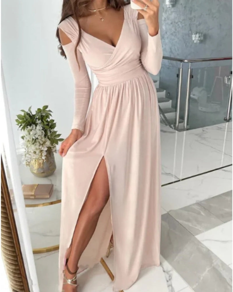 Abendkleid Damen festlich | Maxi lang mit Schlitz