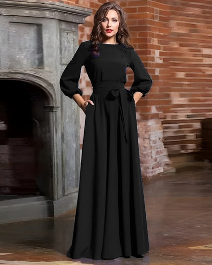 Abendkleid Damen Maxi mit langen Ärmeln | A-Linie