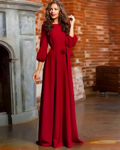 Abendkleid Damen Maxi mit langen Ärmeln | A-Linie