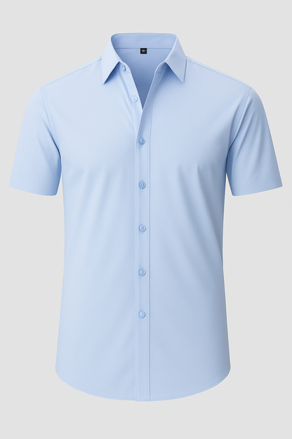 Non-Iron 4-Way Stretch Shirt with Transparent Buttons