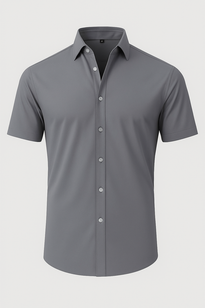 Non-Iron 4-Way Stretch Shirt with Transparent Buttons