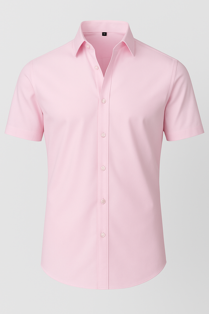 Non-Iron 4-Way Stretch Shirt with Transparent Buttons