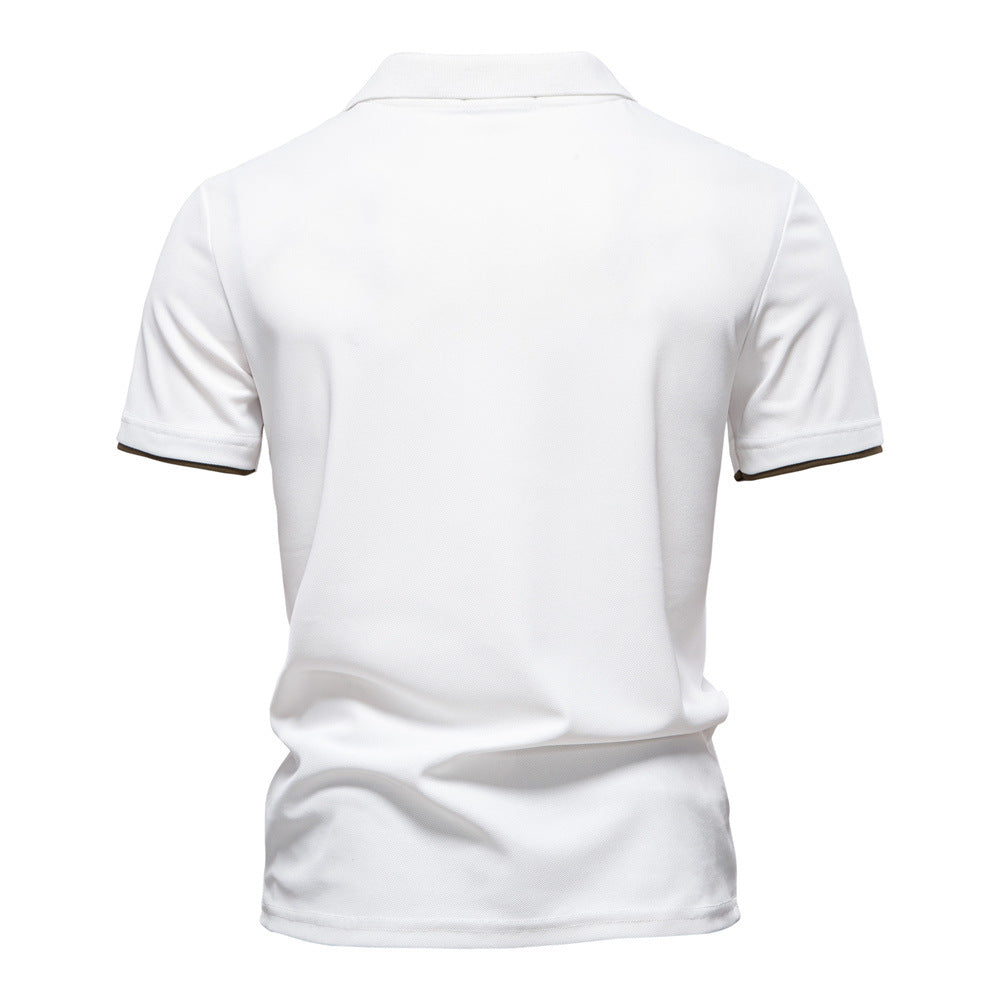 Tom Hollinger | Herren Poloshirt mit kurzen Ärmeln und gestreifter Stickerei