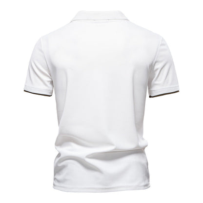Tom Hollinger | Herren Poloshirt mit kurzen Ärmeln und gestreifter Stickerei