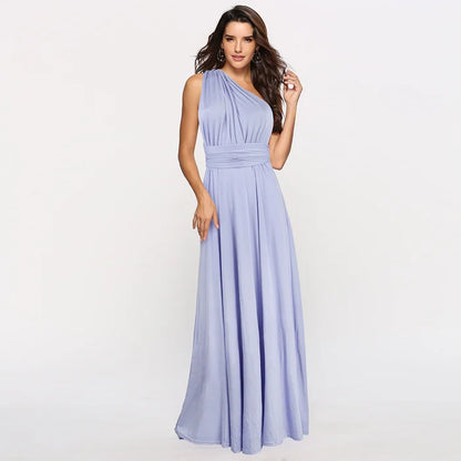 Maxikjole i polyester chiffon med halterneck og åben ryg sommer