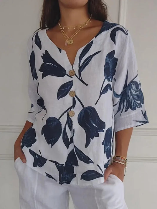 Floral Button-Up Blouse