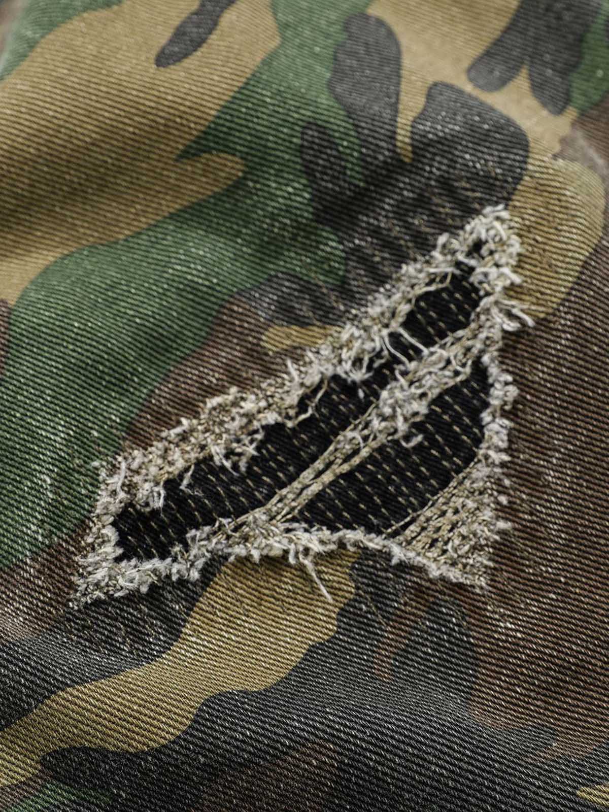 Woven Ripped Camouflage Cargo Baggy Pants