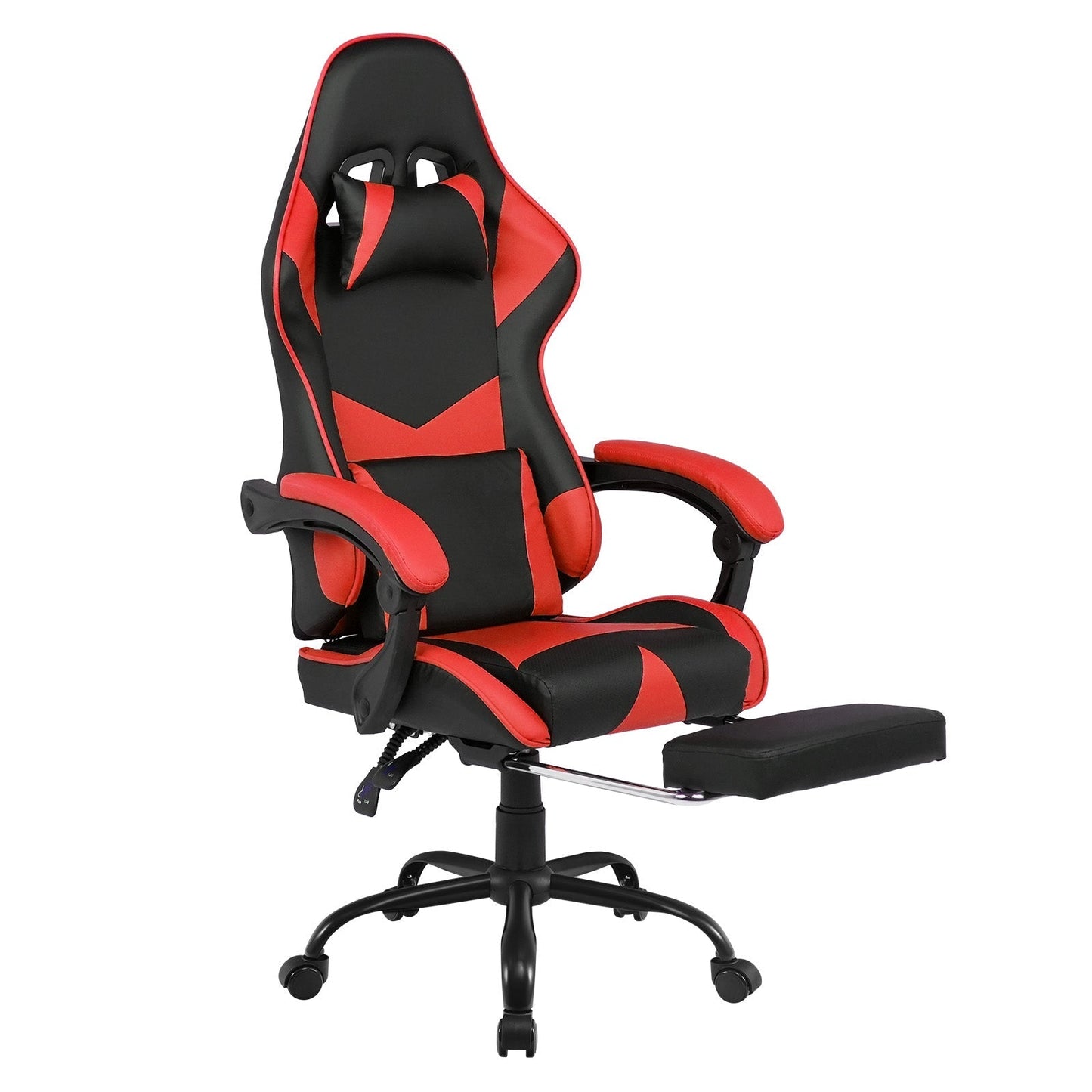 Gaming Stoel met Voetsteun en Verstelbare Rugleuning 135° – Ergonomische Bureaustoel PU Leer met Hoofd- en Lendenkussen | Restfield