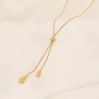 Adjustable Pull Droplet Lariat Necklace and Earrings