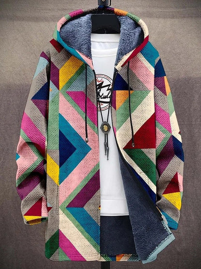 Herren Fleece Kapuzencardigan | Farbblock