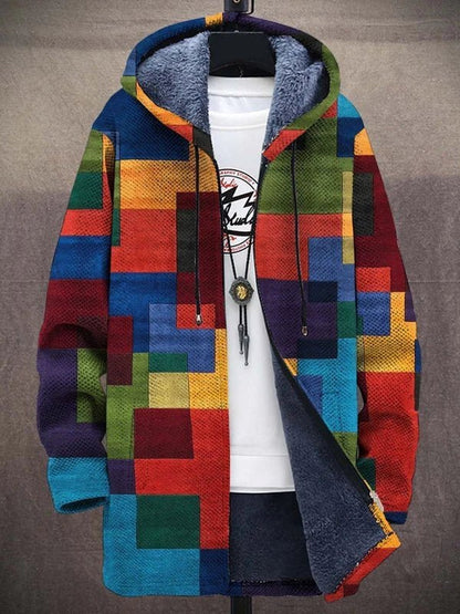 Stylischer Cardigan Herren mit Kunstdruck | Lang