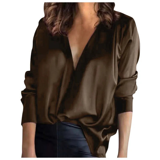 Ivara - Damen V Ausschnitt Bluse Locker Geschnitten