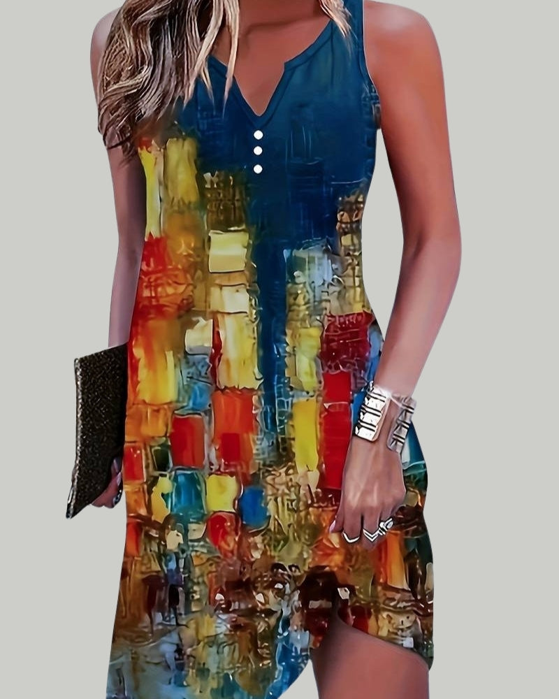 Ärmelloses Sommerkleid Damen mit V-Ausschnitt | Midi