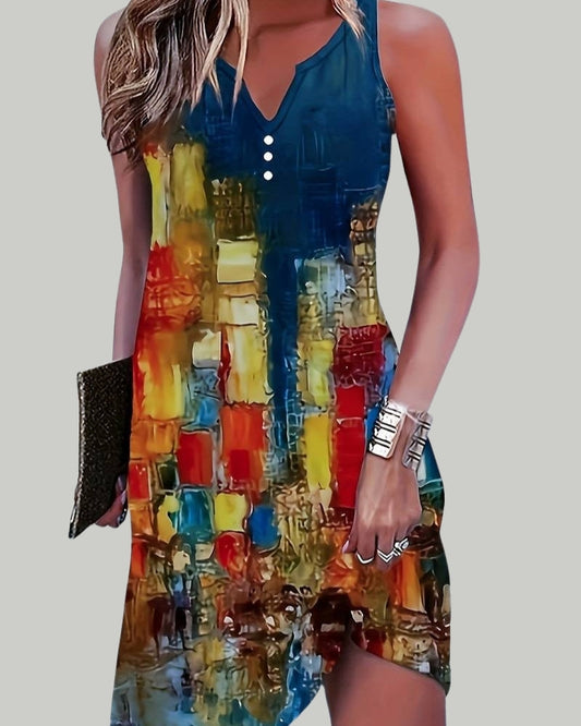 Ärmelloses Sommerkleid Damen mit V-Ausschnitt | Midi