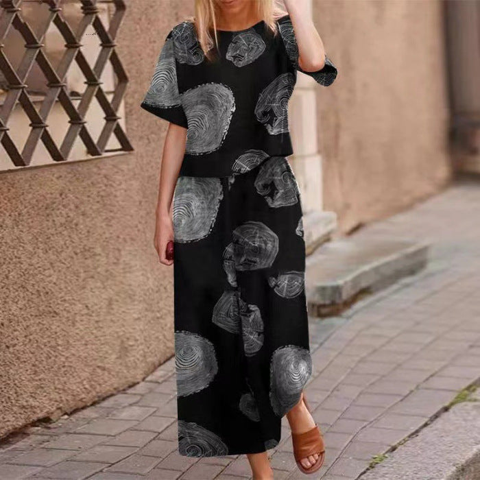 Diofa | Feminines Zweiteiler-Set mit Print und softem Fall
