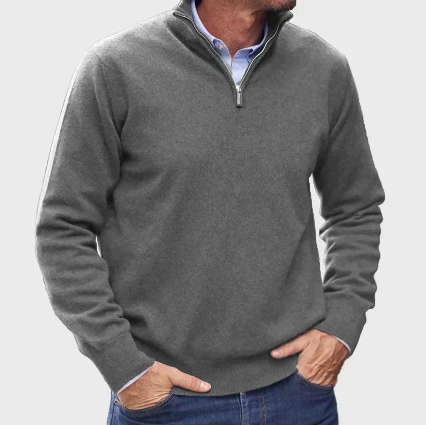 Herren-Pullover mit halbem Reißverschluss – Bequemer klassischer Pullover