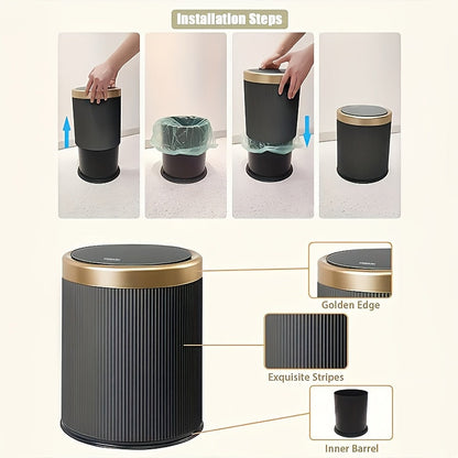 Chic Oval Waste Bin | Touchless Opening Trash Can with Dual Bucket