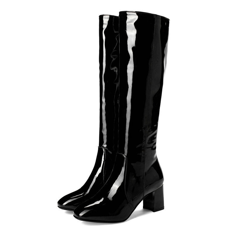 Jannine - Elegant Patent Leather Boots