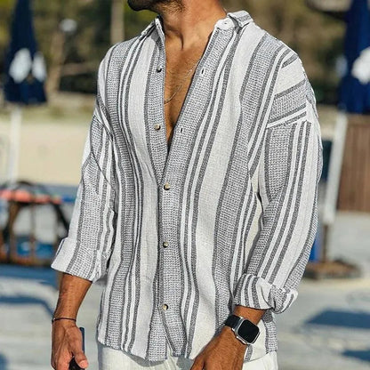 Men’s Striped Linen Shirt – Lightweight Summer Button-Up Essential