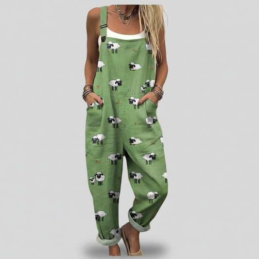 Greta | Sheep Print Overalls