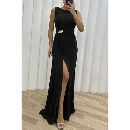 Women's Wedding Guest Pleated Maxi Dress Evening