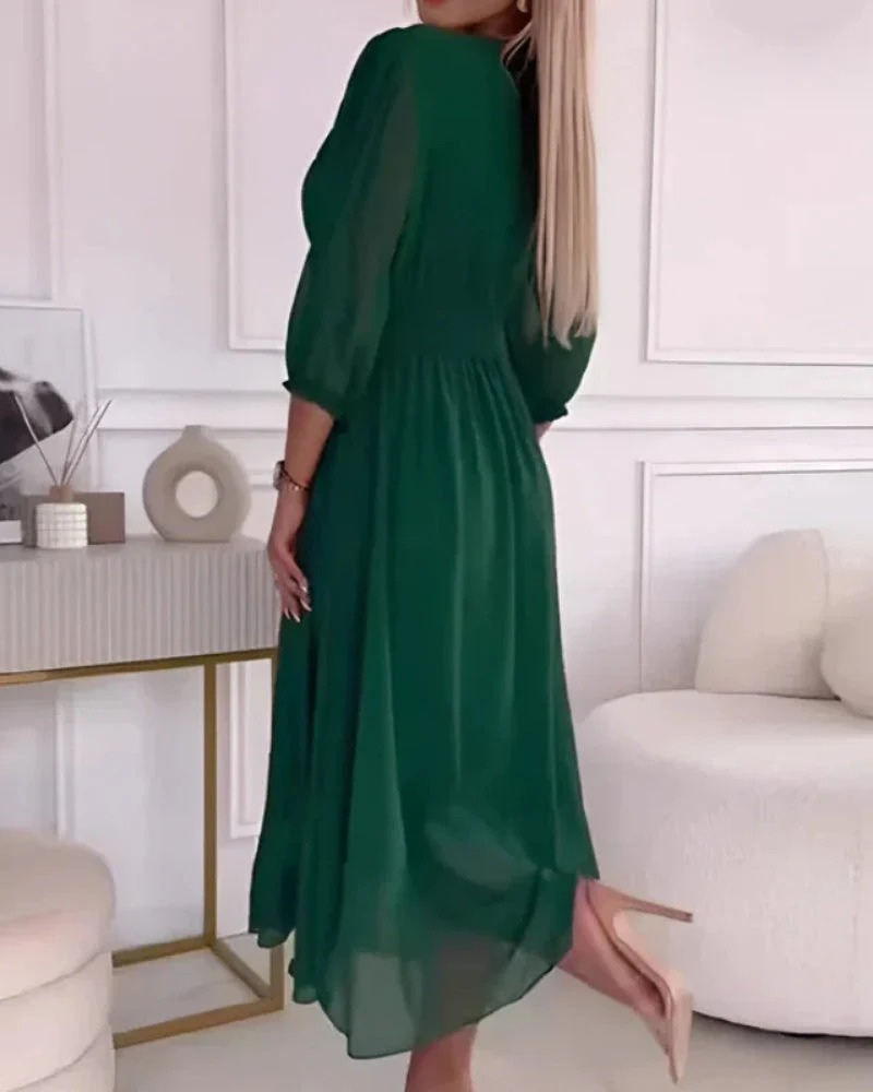 Alena | Damen Sommerkleid Midi mit 3/4 Ärmel