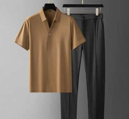 Men's Lightweight Polo and Trouser Set Smart Casual