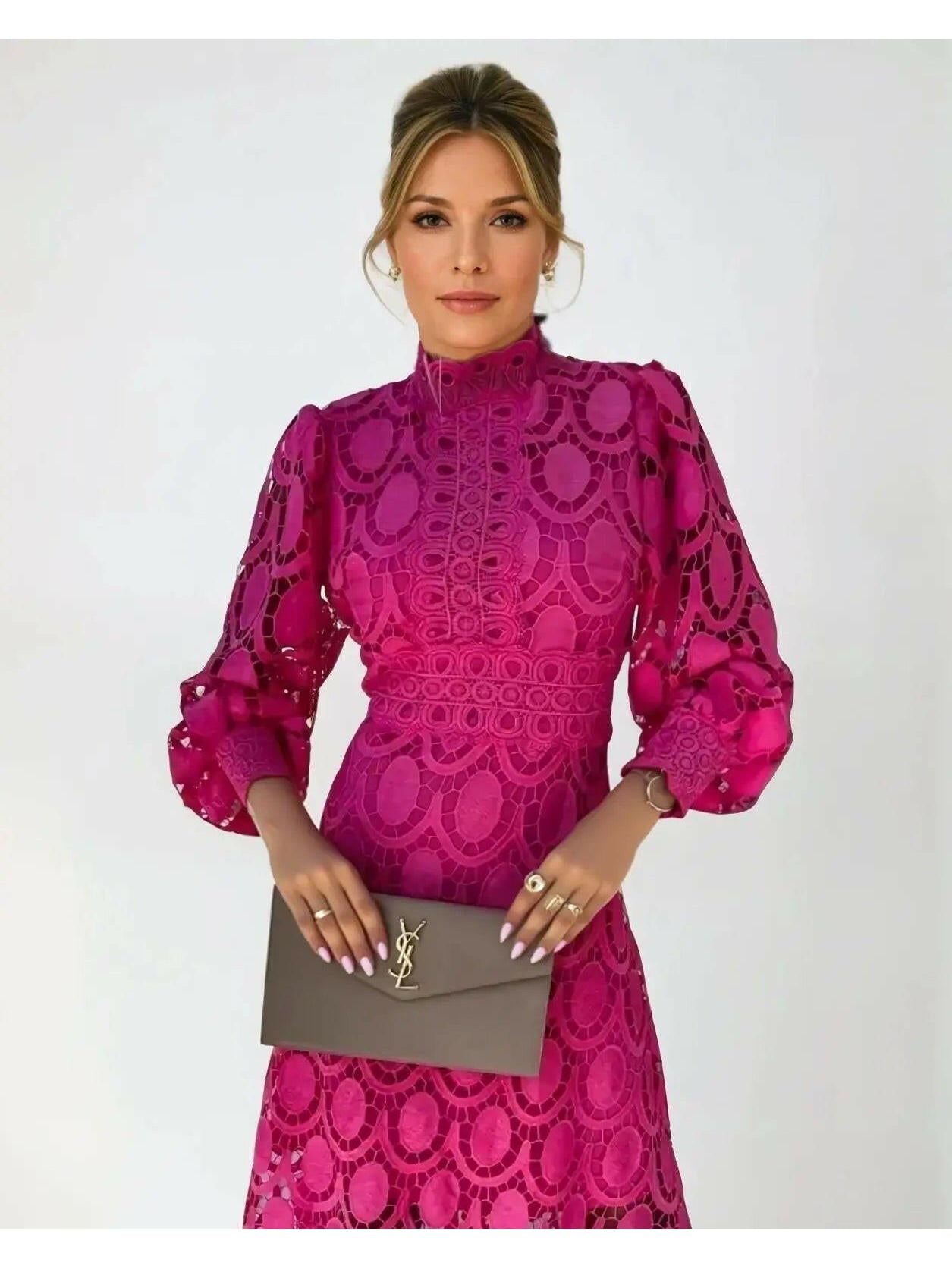 Elowen | Elegant Lace Long Sleeve Midi Dress