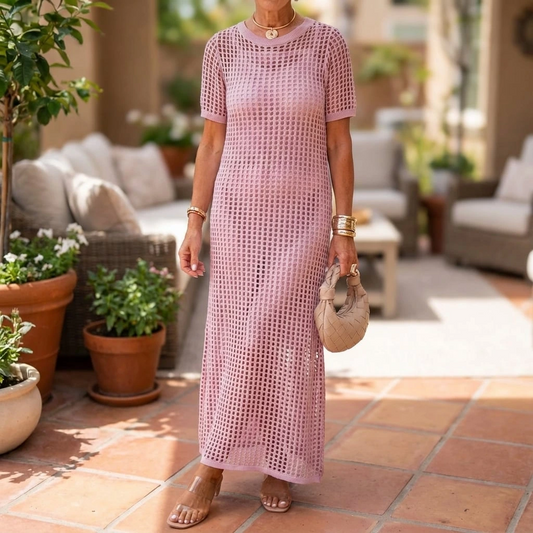 Leichtes Sommer-Strickkleid für Damen – Luftiges Maxikleid mit elegantem Fall