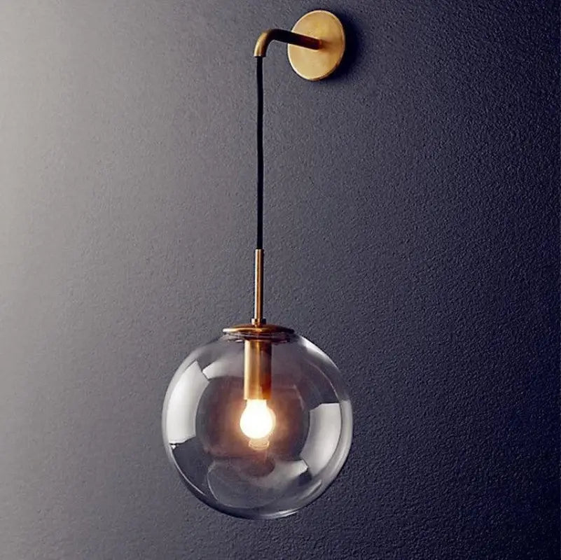 Wandlamp Bol Glas Aluminium E27 5W Industrieel Goud Zwart Woonkamer Slaapkamer Hal | Restfield