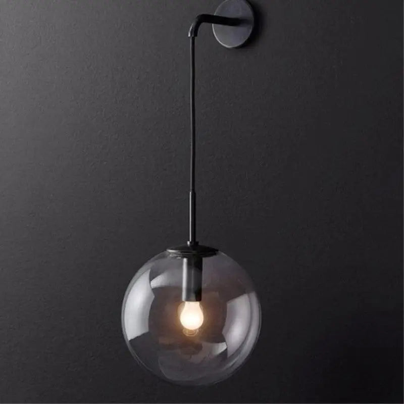 Wandlamp Bol Glas Aluminium E27 5W Industrieel Goud Zwart Woonkamer Slaapkamer Hal | Restfield