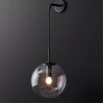 Wandlamp Bol Glas Aluminium E27 5W Industrieel Goud Zwart Woonkamer Slaapkamer Hal | Restfield