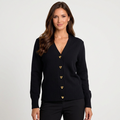 Women’s V-Neck Knit Cardigan – Button Front Cardigan