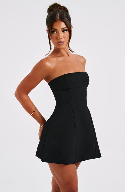 Sandra - Strapless Structured Corset Mini Dress with Pockets