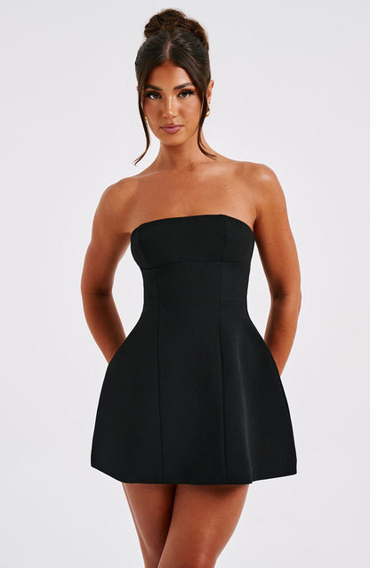 Sandra - Strapless Structured Corset Mini Dress with Pockets