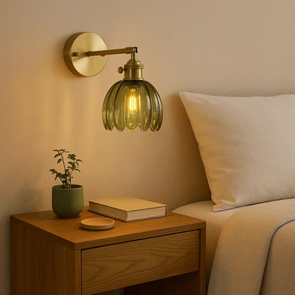 Wandlamp Vintage Bloem Glas Messing Tulpen Design E27 Wandverlichting | Restfield